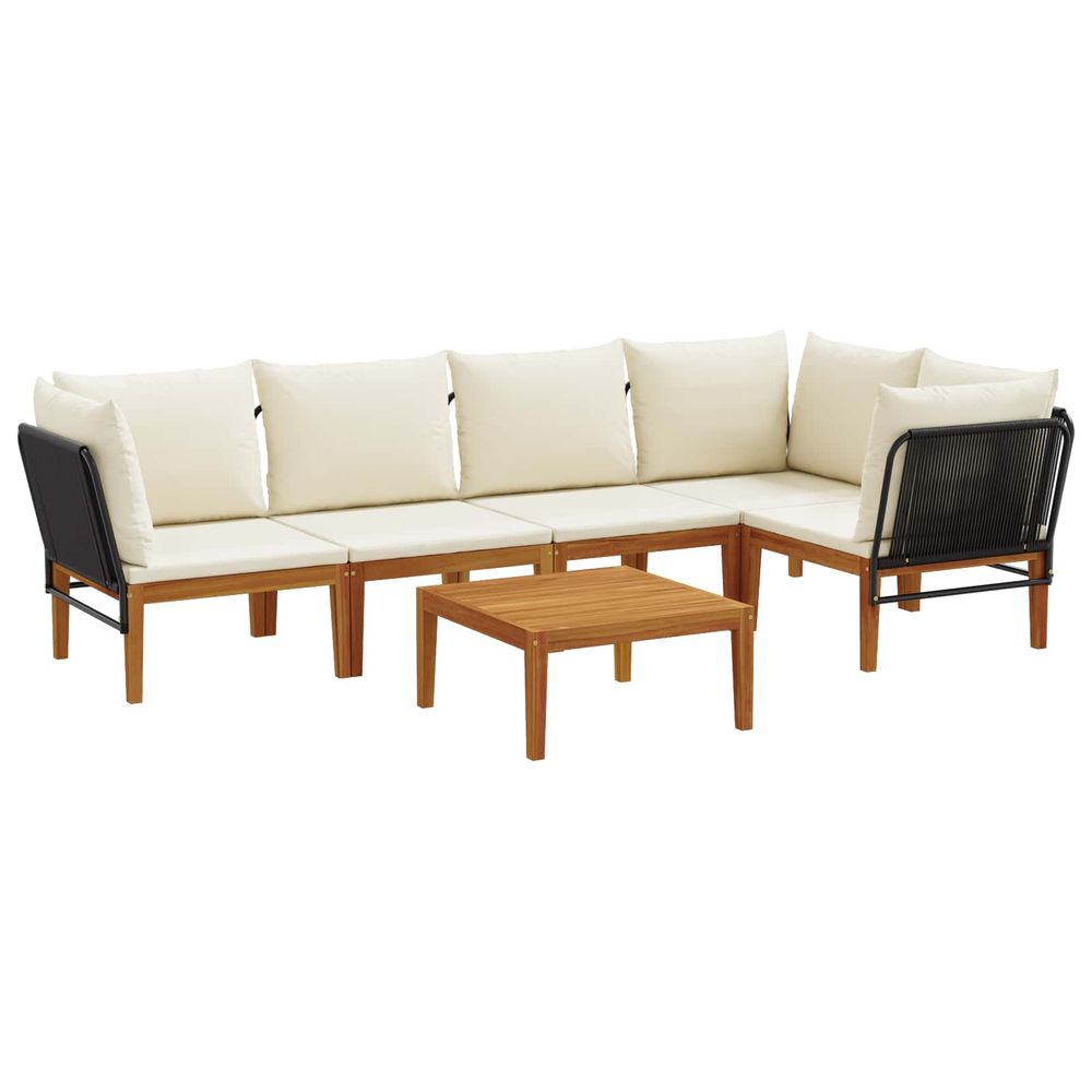 6 pc bois d'acacia massif et corde naturel