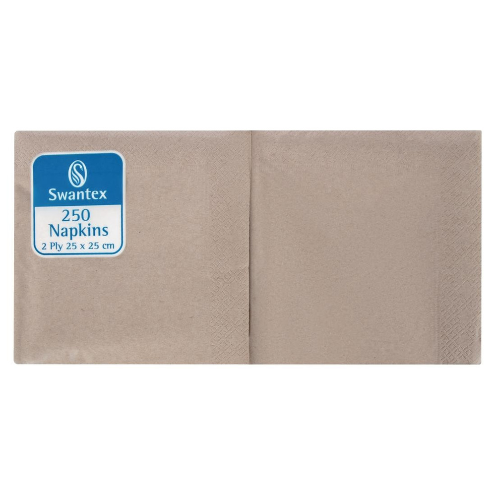 Serviettes cocktail 2 plis en papier kraft compostables 250 mm - lot de 2000