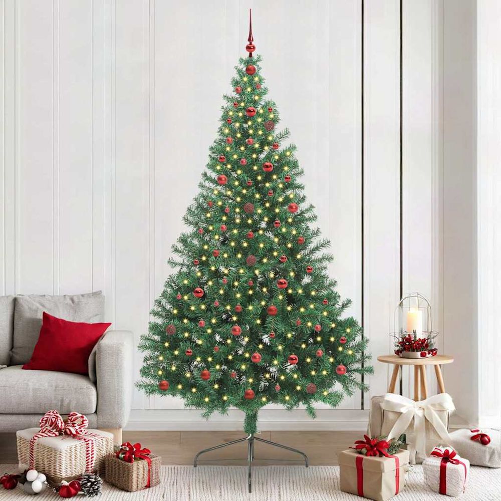 Arbre de noël lumineux noir 210 cm, kit de décoration complet pour intérieur et extérieur