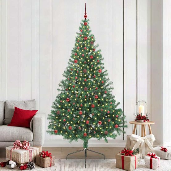 Arbre de noël lumineux noir 210 cm, kit de décoration complet pour intérieur et extérieur