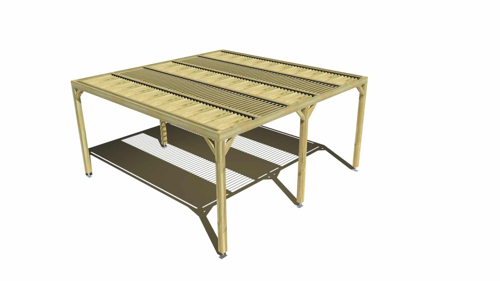 Pergola bois • 5m x 5m • indépendante • sens profondeur • lames orientables bioclimatiques incluses • livraison comprise