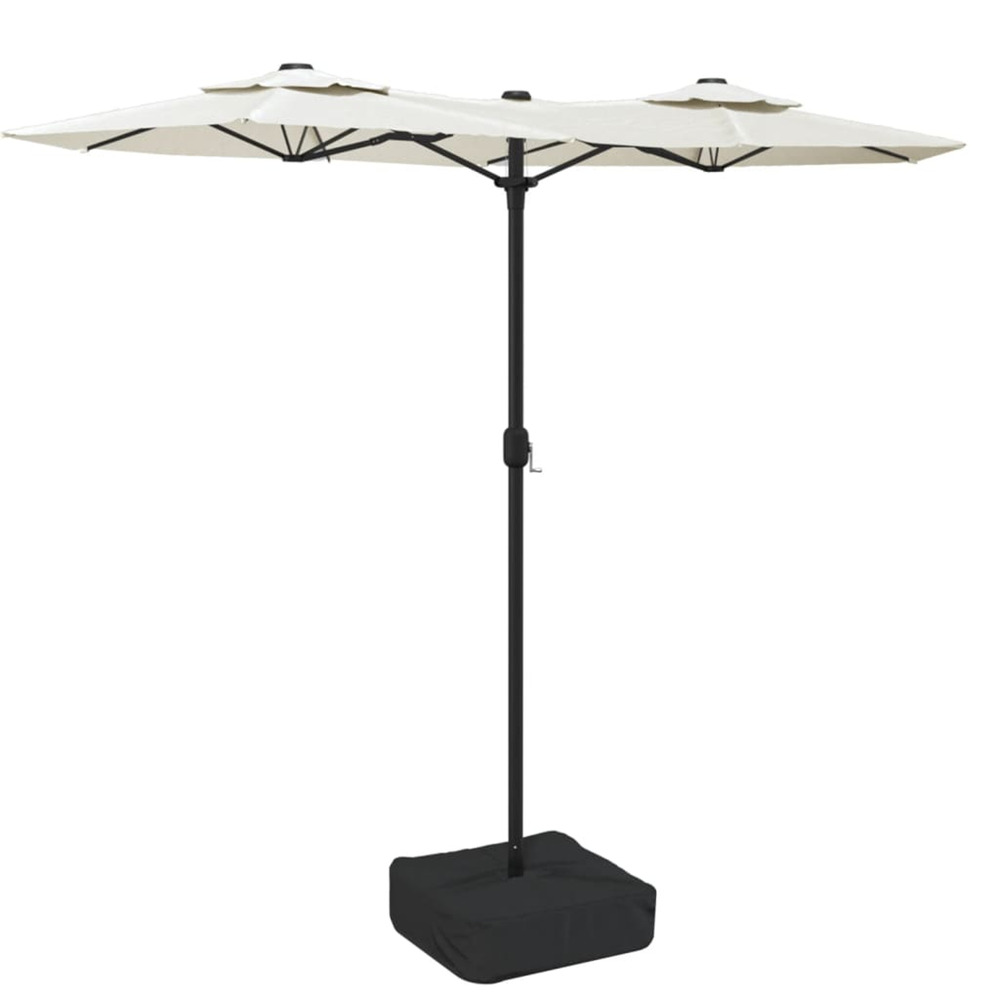 Parasol de jardin à double tête avec led blanc sable 316x145 cm