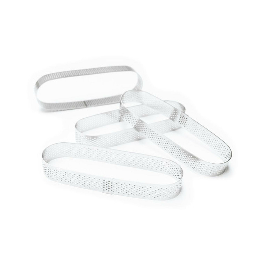 4 cercles à tarte individuels perforés-ovale 15 x 4cm