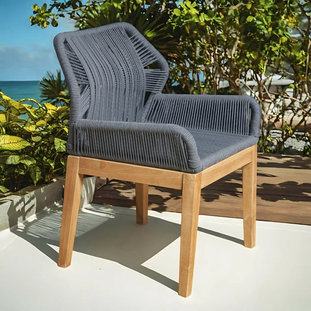 Chaise de jardin en teck et corde dark grey vera