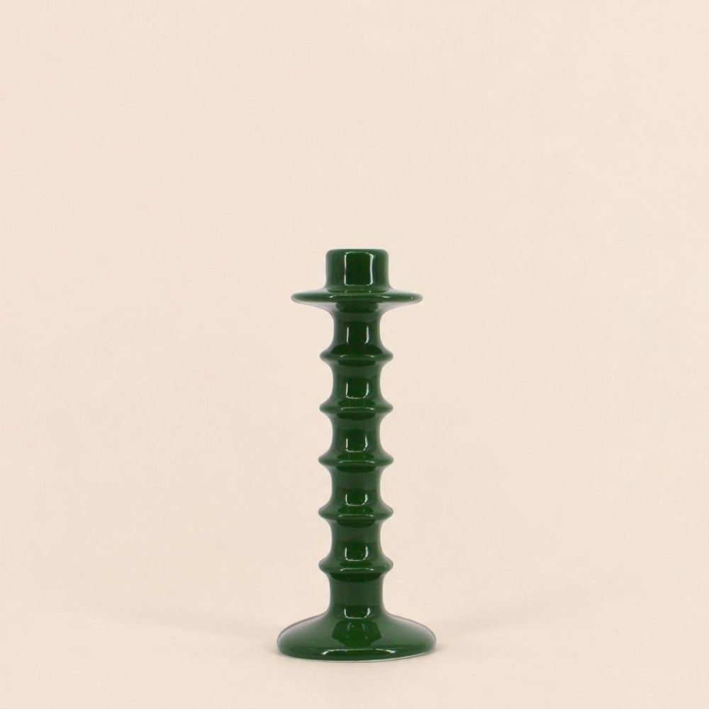 Bougeoir vert en céramique 22cm