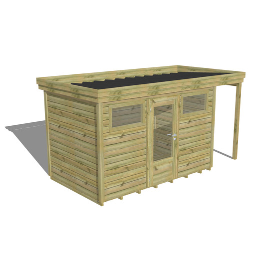 Abri de jardin bois pin traité autoclave 27mm - 4,44x2,14m / 10m2 - bac acier - plancher bois