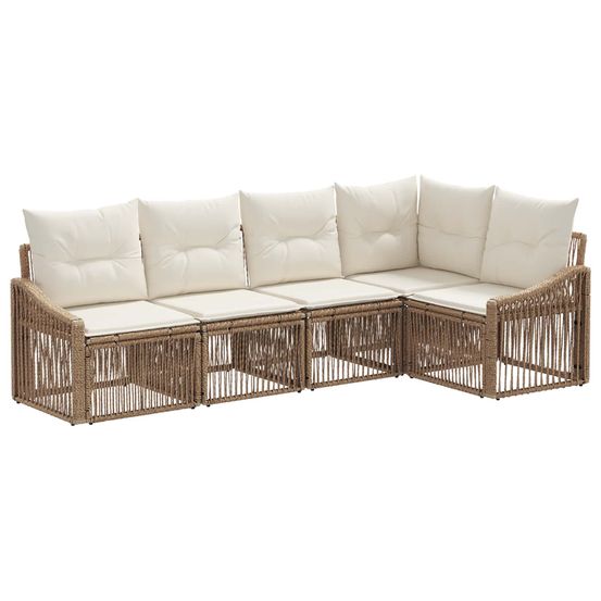 Ensemble de canapé de jardin 5 pc beige polyrotin