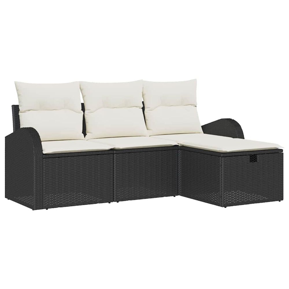 Ensemble de canapé de jardin 4 pc noir polyrotin