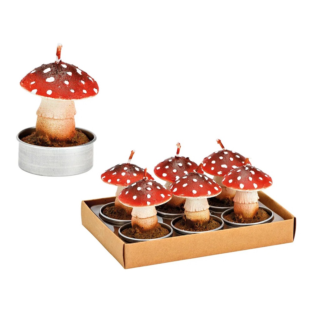 Bougies chauffe-plat champignon en cire set de 6