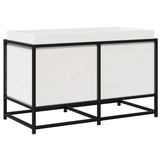 Jardinière bac lit surélevé plantes fleurs terrasse jardin 80 x 40 x 50 cm bois de pin massif blanc