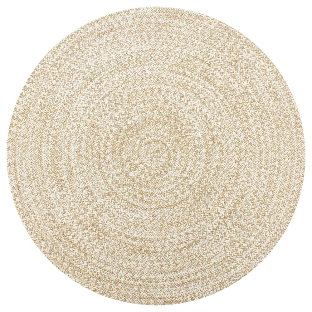 Tapis fait main Jute Blanc et naturel 90cm