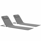 Tapis de plage chaise longue pliables 2 pièces acier et tissu gris