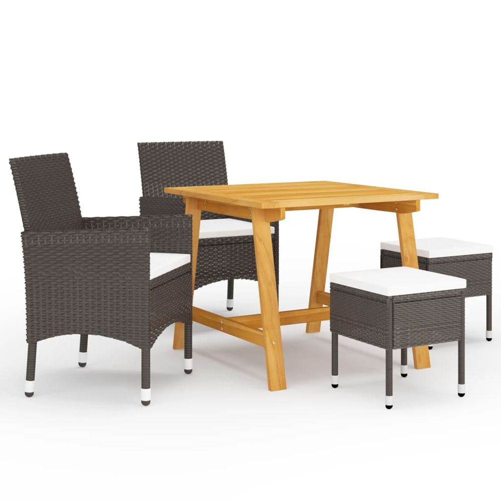 Ensemble à manger de jardin 5 pcs marron