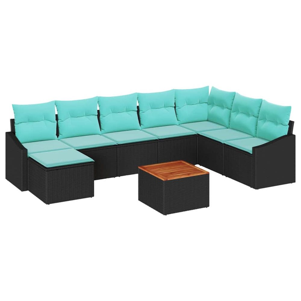Ensemble de canapé de jardin 9 pc noir polyrotin