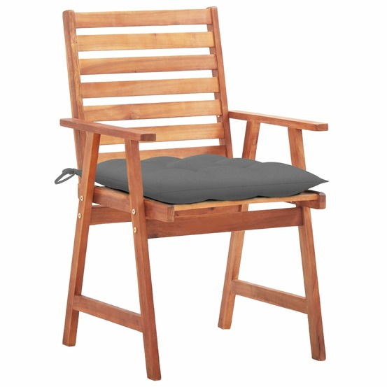 Chaises à manger d'extérieur lot de 3 et coussins acacia massif