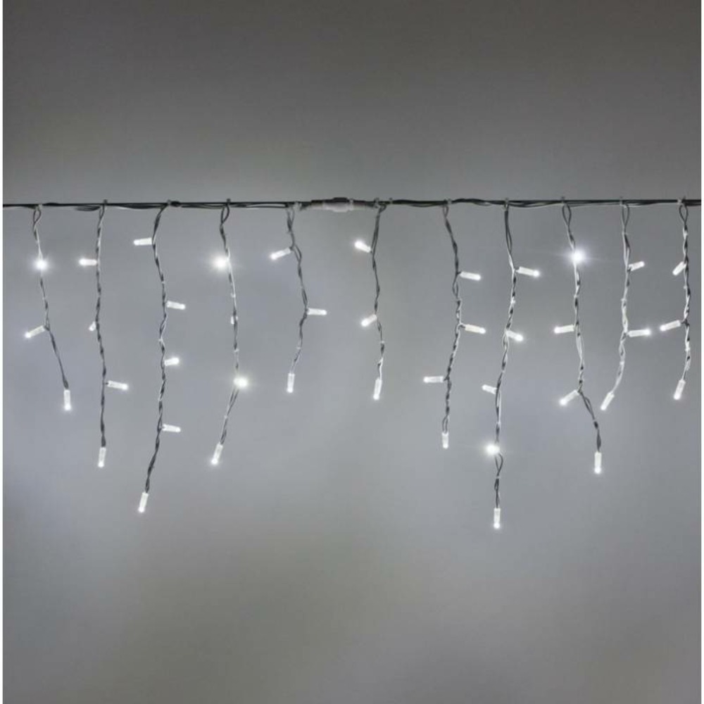 Guirlande stalactite 3m h 50cm 114 led blanc froid câble blanc 230v ip67 lotti