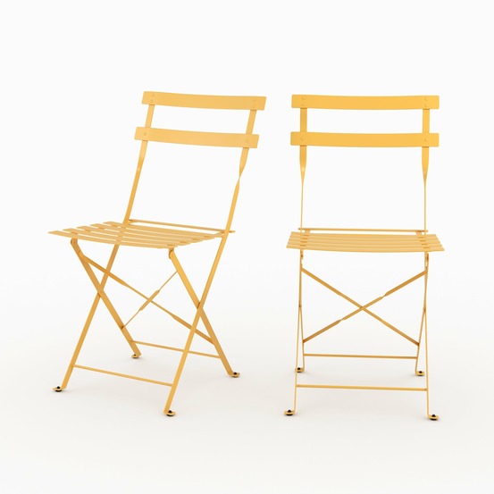 Kayla-lot de 2 chaises de jardin en métal jaune beurre, pliantes