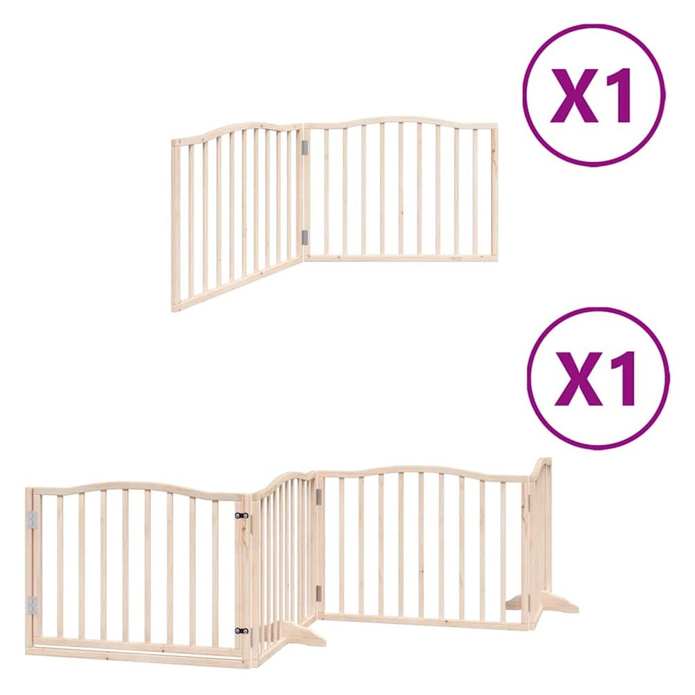 Barrière pour chien avec porte pliable 6 panneaux bois peuplier
