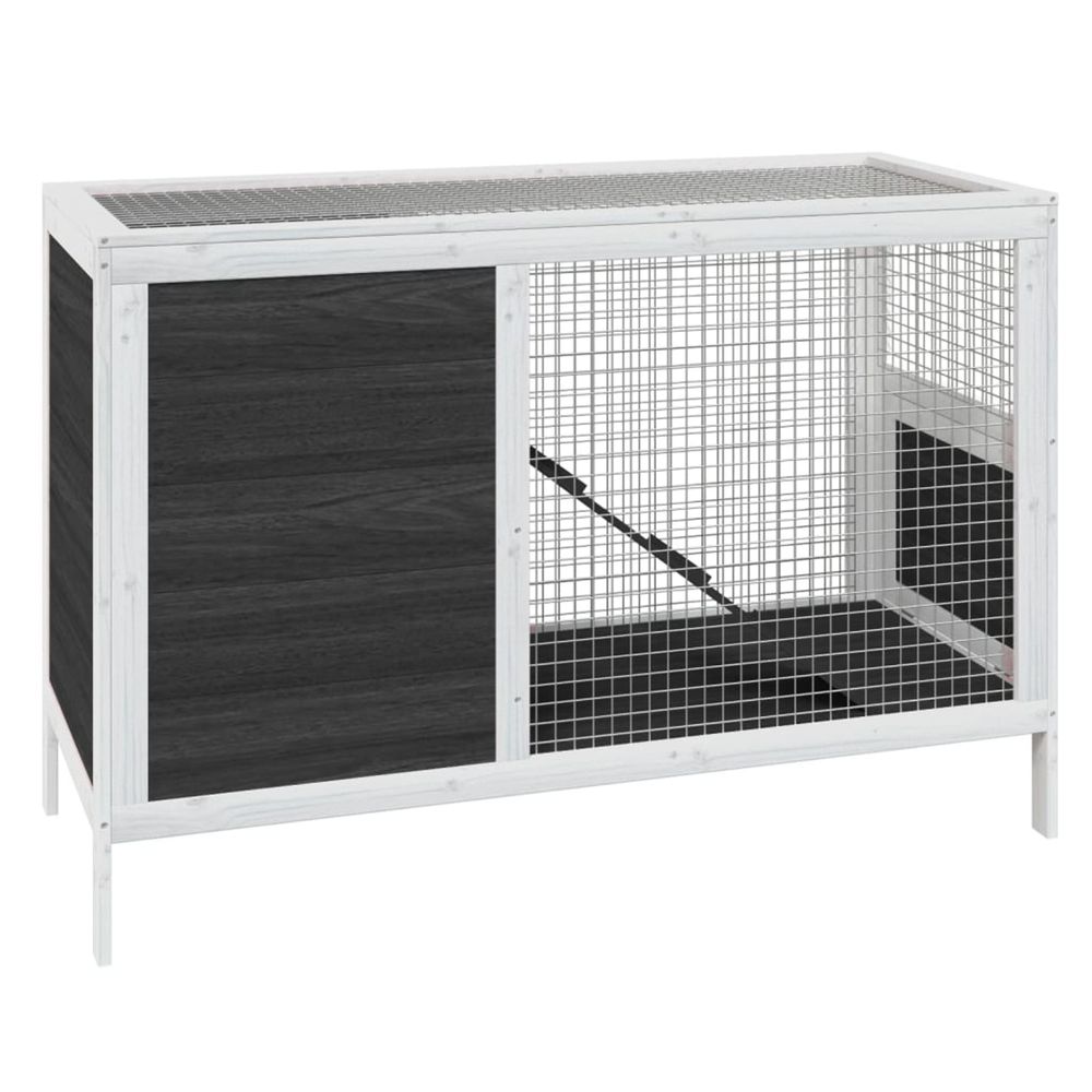 Clapier gris 103x44x69,5 cm bois de pin massif