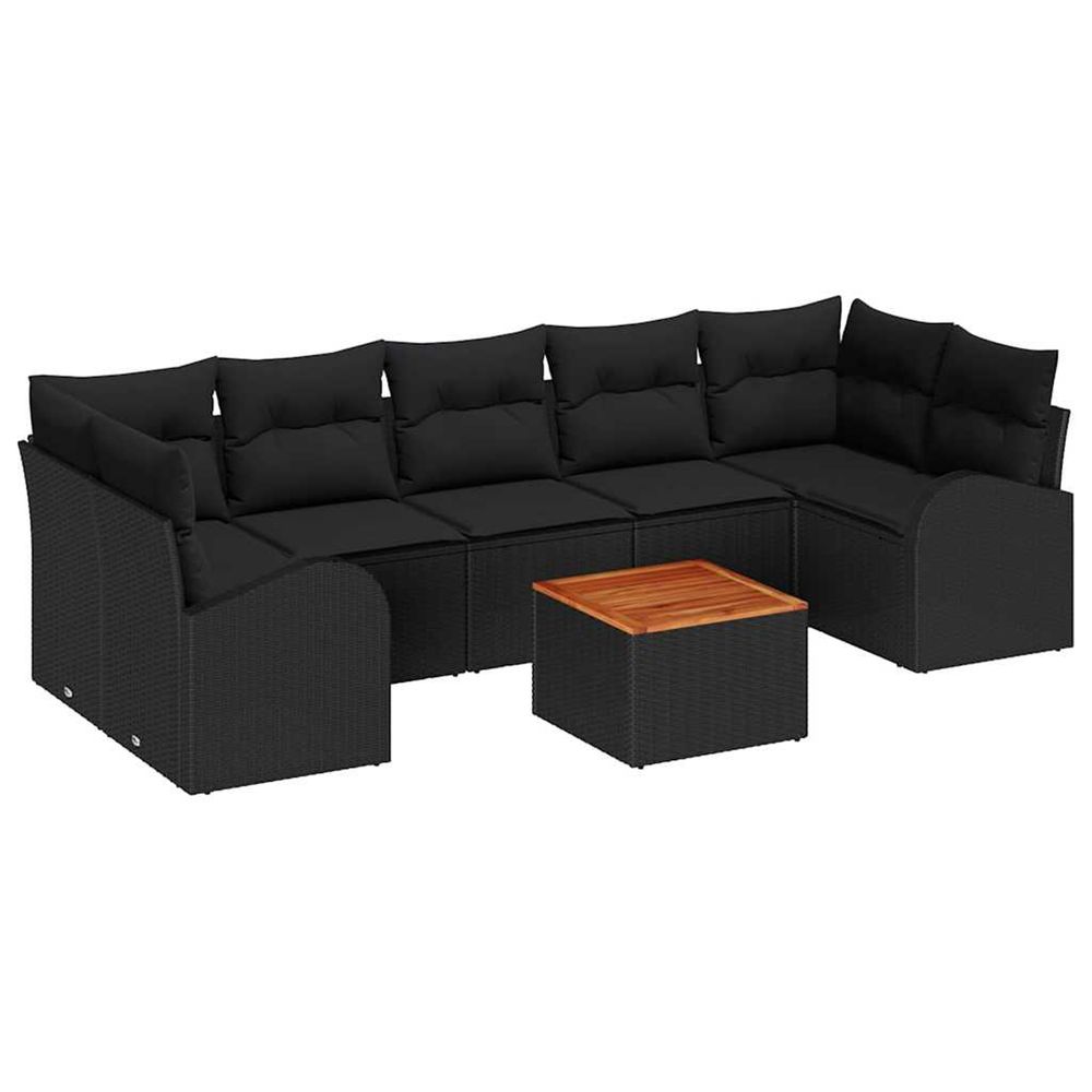 Ensemble de canapé de jardin 8 pc noir polyrotin