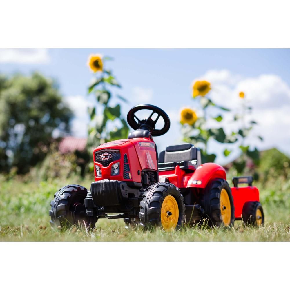 FALK Tracteur à chevaucher avec remorque Case Rouge - Jeux