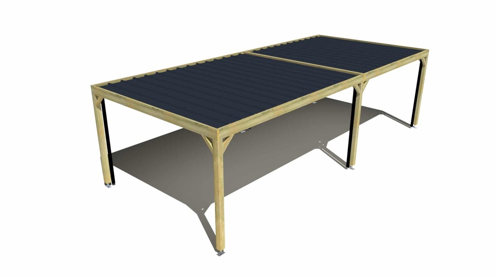 Carport bois • 9m x 4m • indépendante • sens largeur • livraison comprise