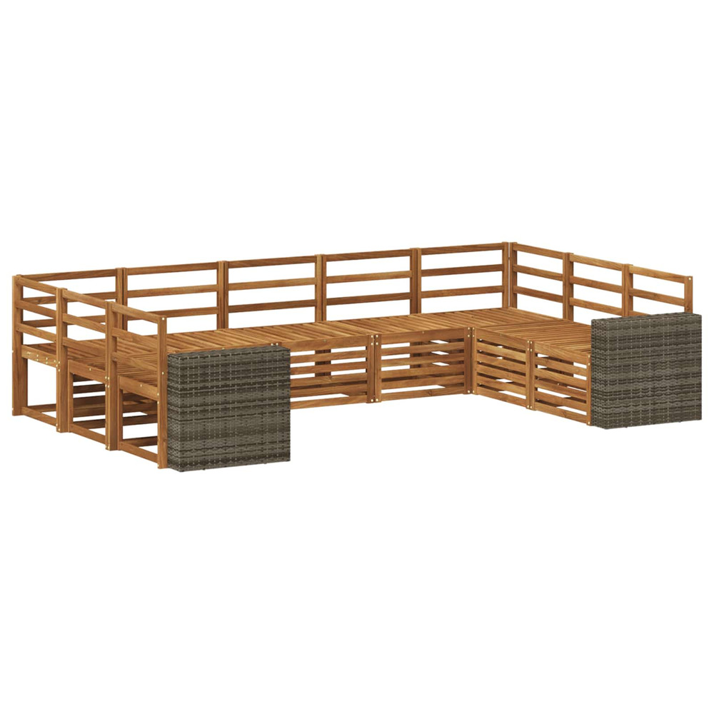 Ensemble de canapé d'angle 9 pcs naturel bois d'acacia massif