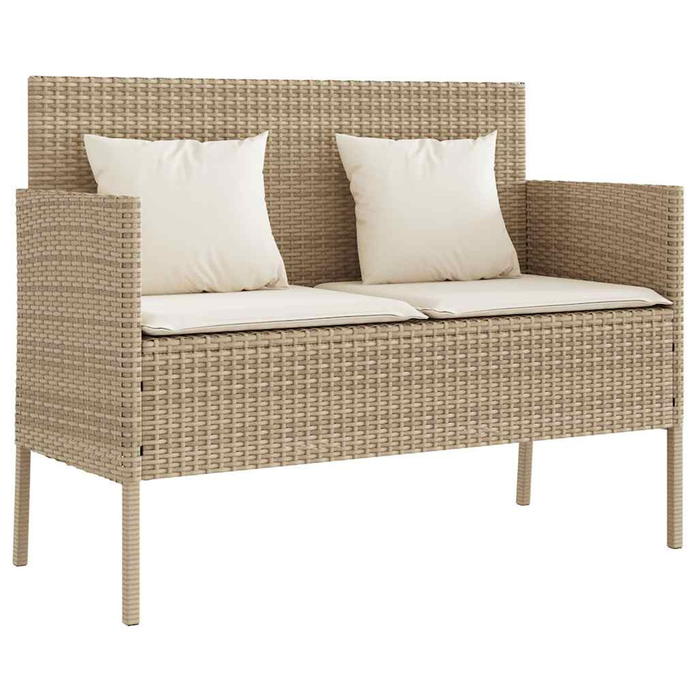 Banc de jardin avec coussins beige résine tressée