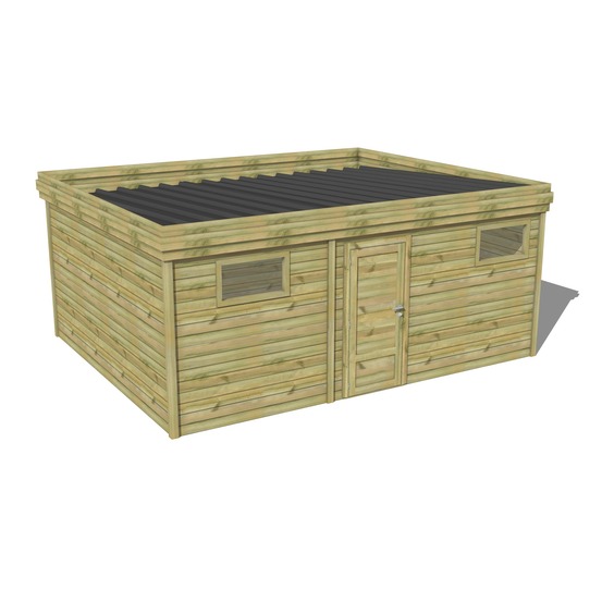 Abri de jardin bois pin traité autoclave 27mm - 5,99x4,34m / 26m2 - bac acier - abri français