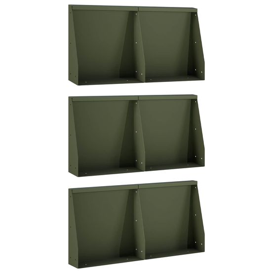 Mur de soutènement 6 pc 40 x 12 x 40 cm acier vert olive
