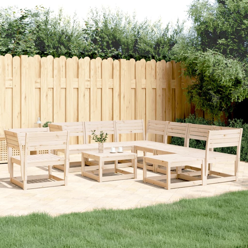 Salon de jardin 8 pcs bois de pin massif