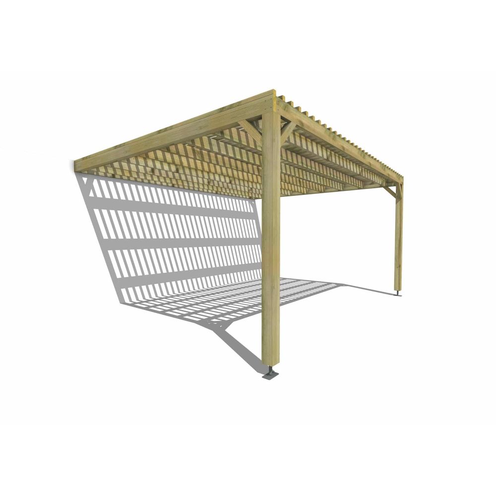 Pergola bois • 5m x 4m • adossée • sens largeur • lattage bois • livraison comprise