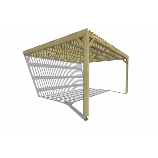 Pergola bois • 5m x 4m • adossée • sens largeur • lattage bois • livraison comprise