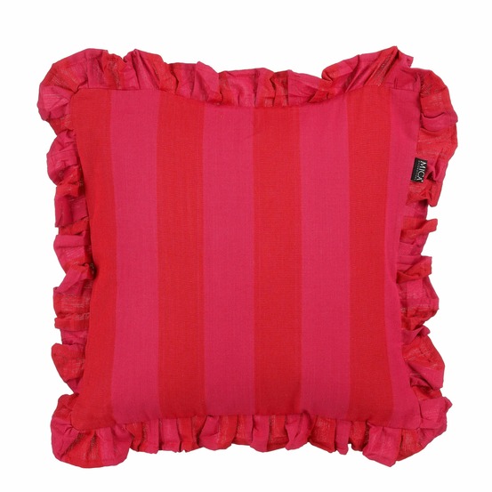 Mica decorations coussin - l45 x l45 x h10 cm - coton - rose, rouge