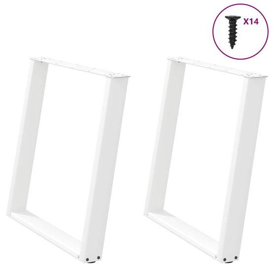 Pieds de table à manger en u 2 pièces blanc 70 x (72-73) cm acier