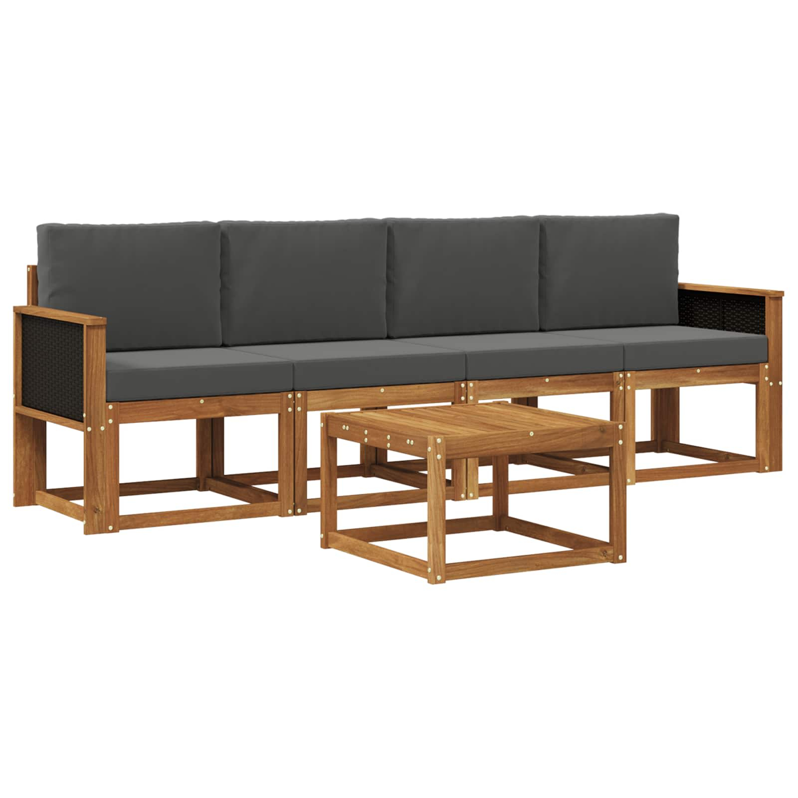 Ensemble de canapés d'extérieur 4 pcs naturel et anthracite