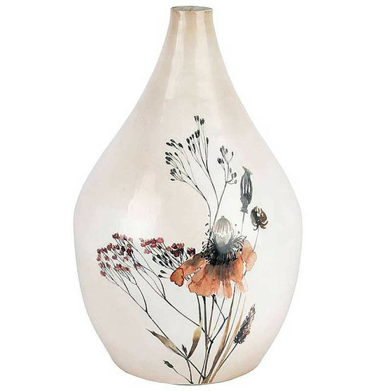 Vase floral blanc nacré fer 25x42cm
