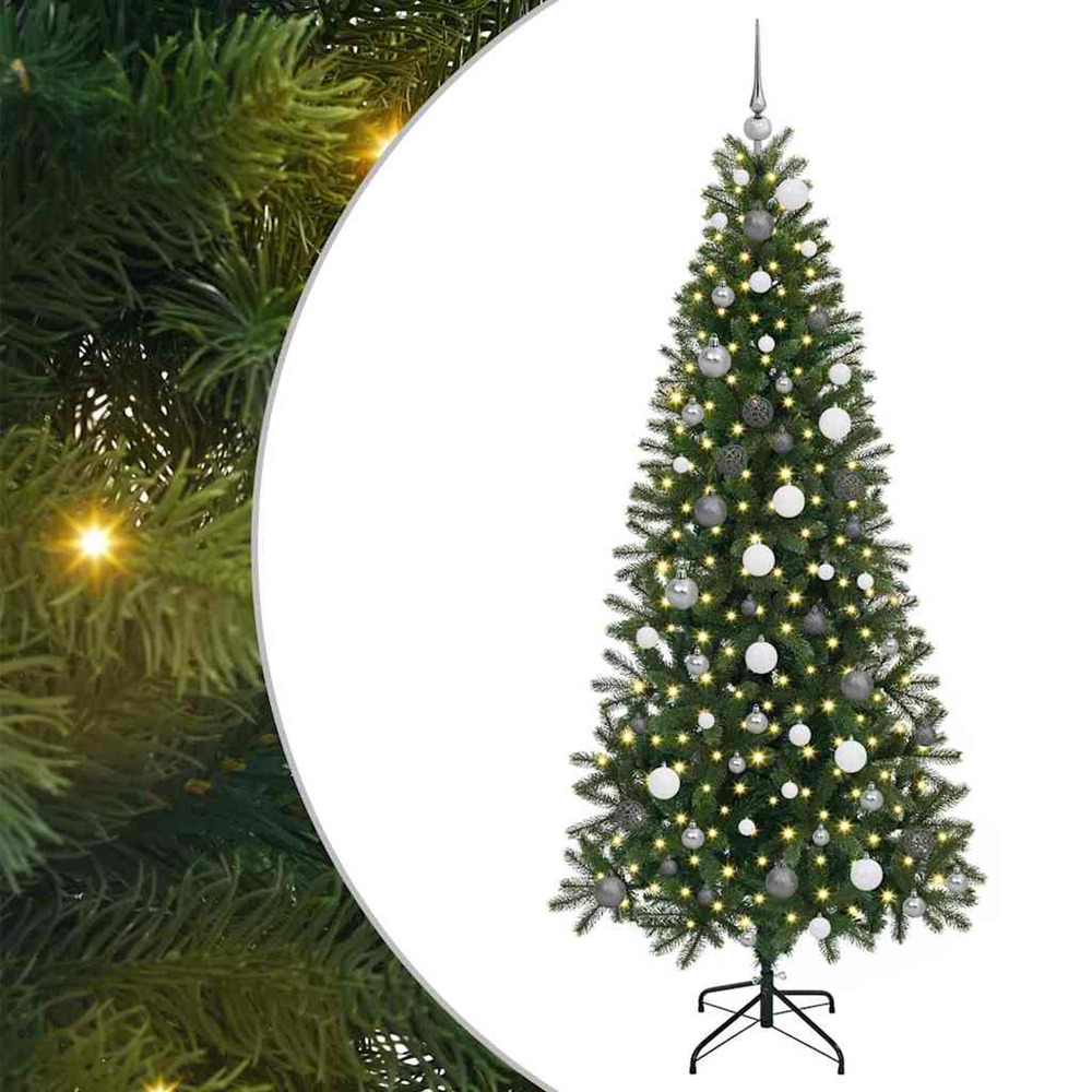 Sapin de noël artificiel avec 300 led vert 210 cm pe et pvc
