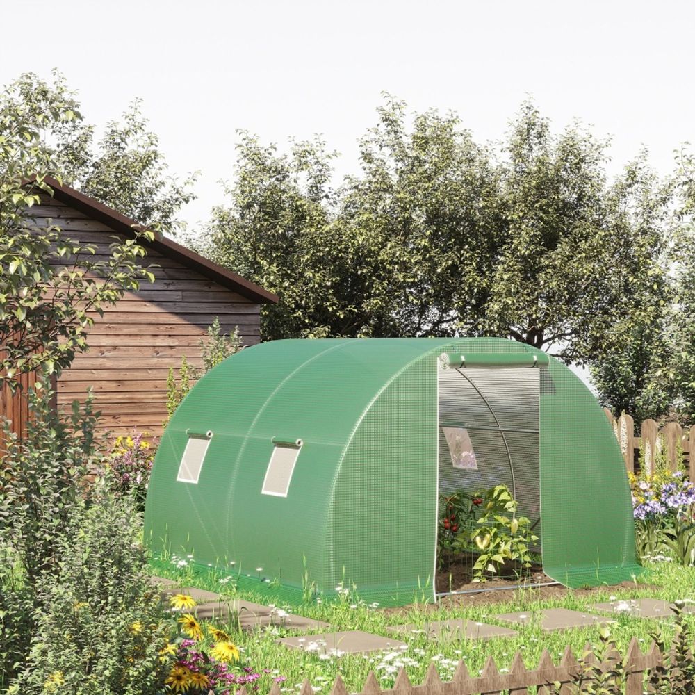 Serre tunnel pe acier galvanisé 300 x 300 x 200 cm 4 fenêtres jardin potager - comfortxl outdoor living