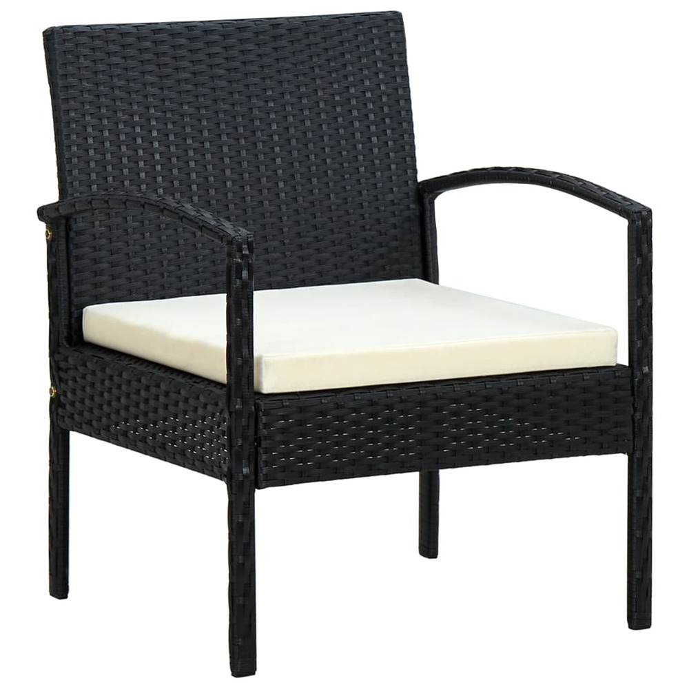 Chaise de jardin avec coussin résine tressée noir