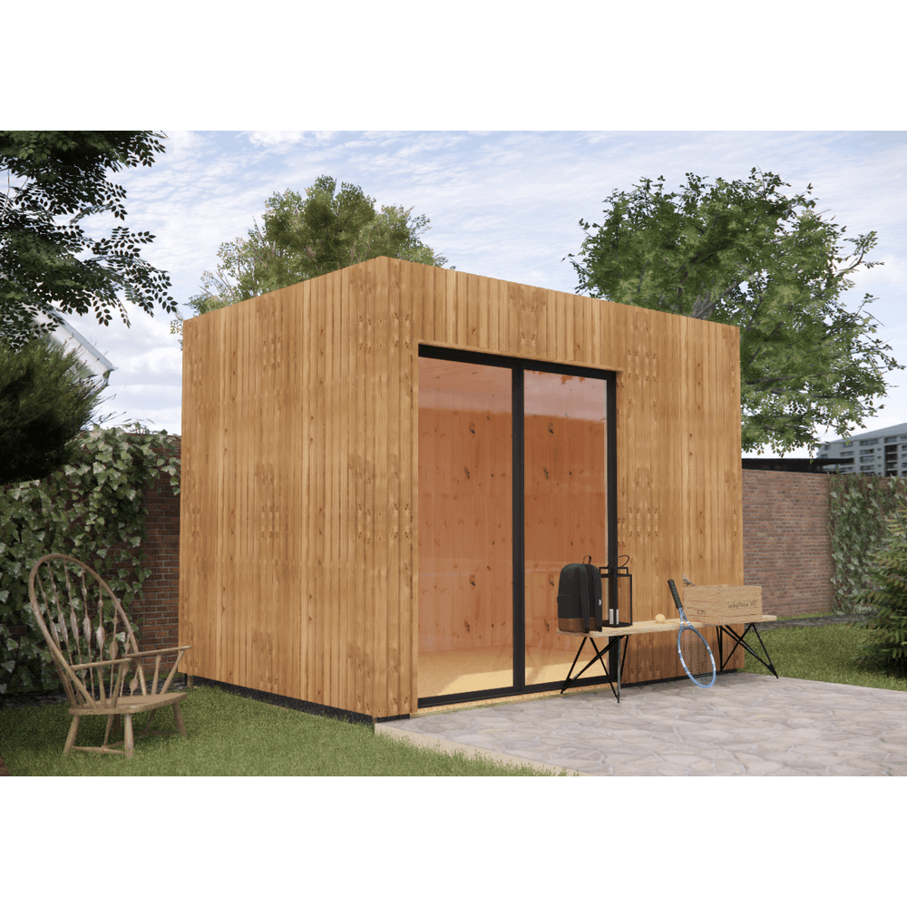Extension bois traité autoclave en bois 3,3 x 2,4 x 2,7 m avec plancher isolé / menuiseries alu k-line