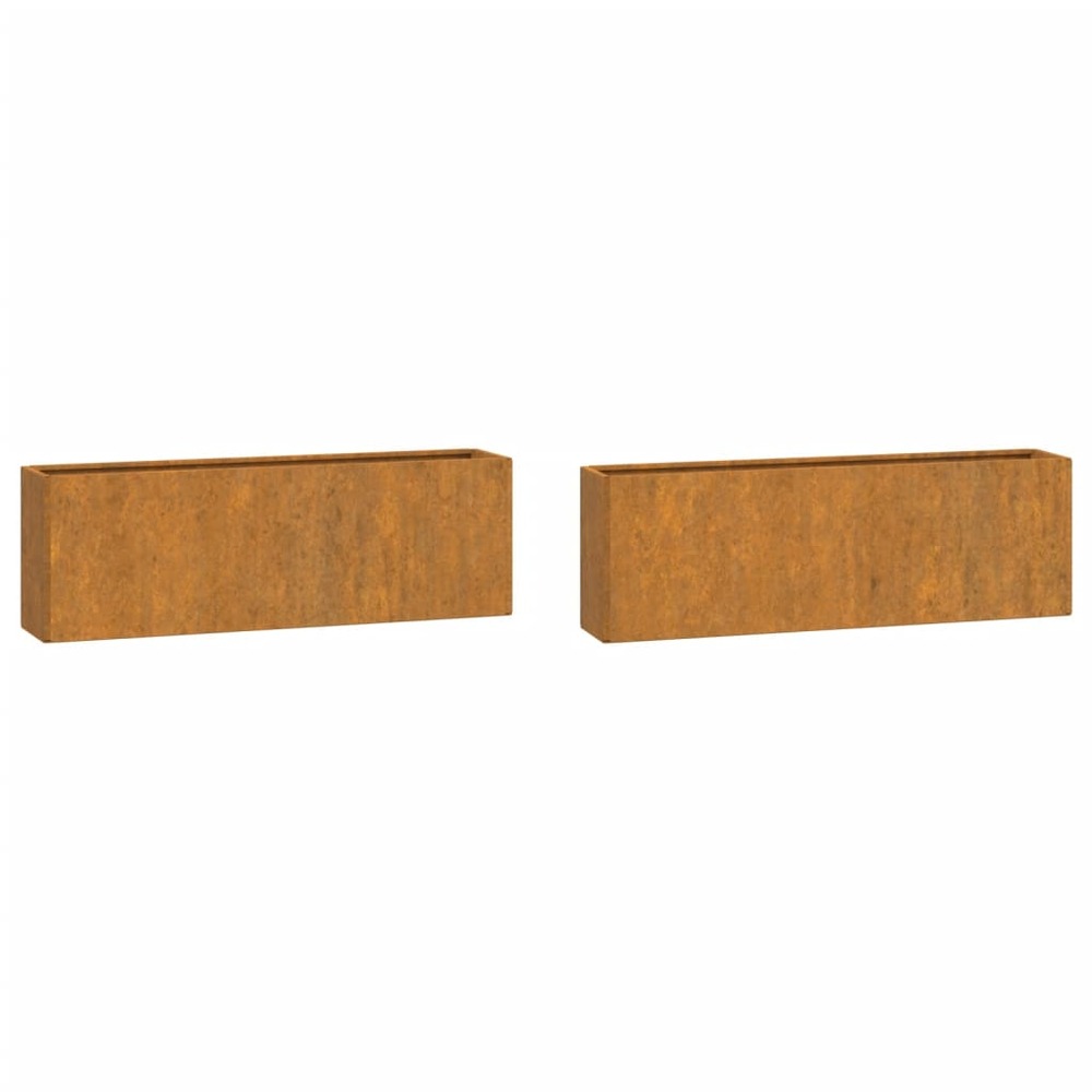 Jardinières murales 2 pcs rouillé acier corten 53x10x17 cm