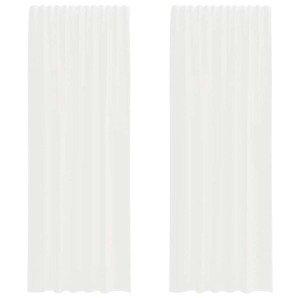 Rideaux en voile avec passe-tringles 2 pcs blanc