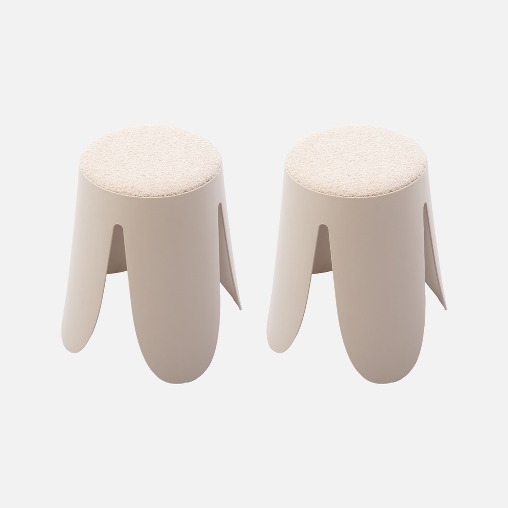 Set de 2 tabourets empilables, bouclette texturée, niki, ø30 / 44 x h46cm