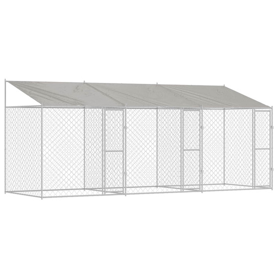 Cage pour chien argent 600 x 200 x 256 cm acier galvanisé