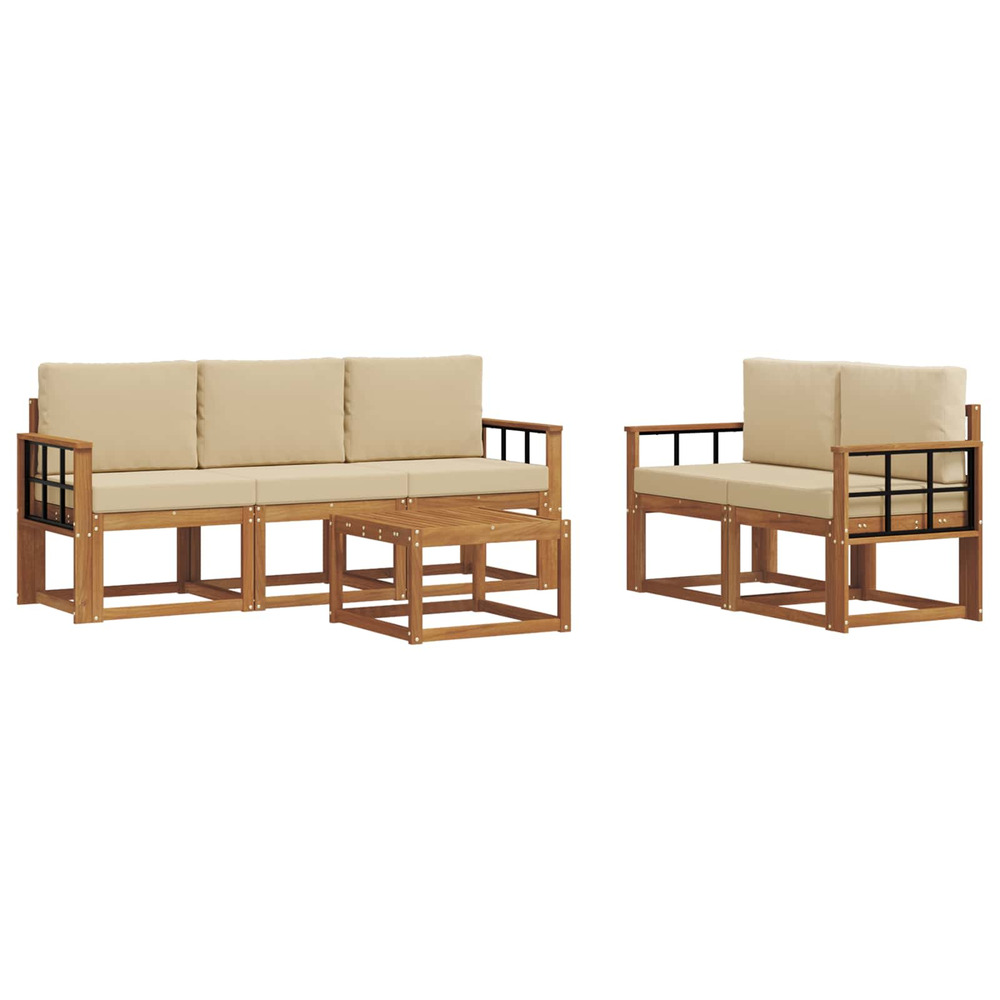 Ensemble de canapés d'extérieur 6 pcs naturel et beige