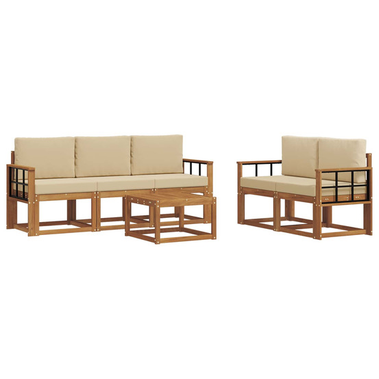 Ensemble de canapés d'extérieur 6 pcs naturel et beige