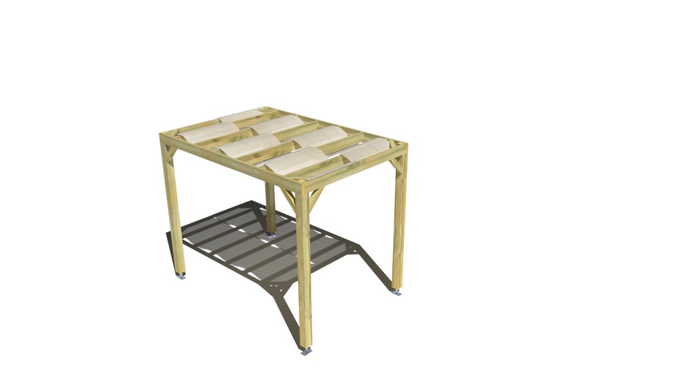 Pergola bois • 2m x 3m • indépendante • sens largeur • voilage semi-transparent inclus • livraison comprise