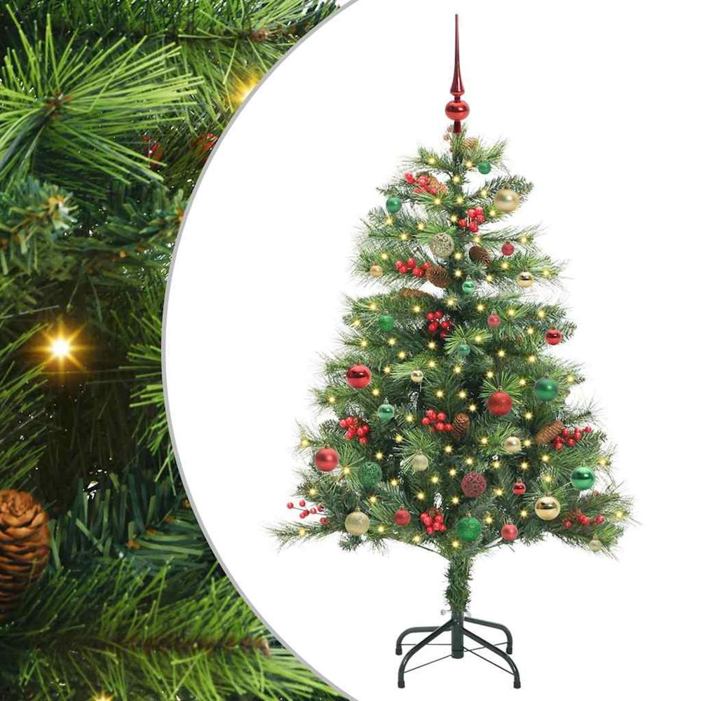 Sapin de noël artificiel 150 led blanc chaud pvc et métal vert
