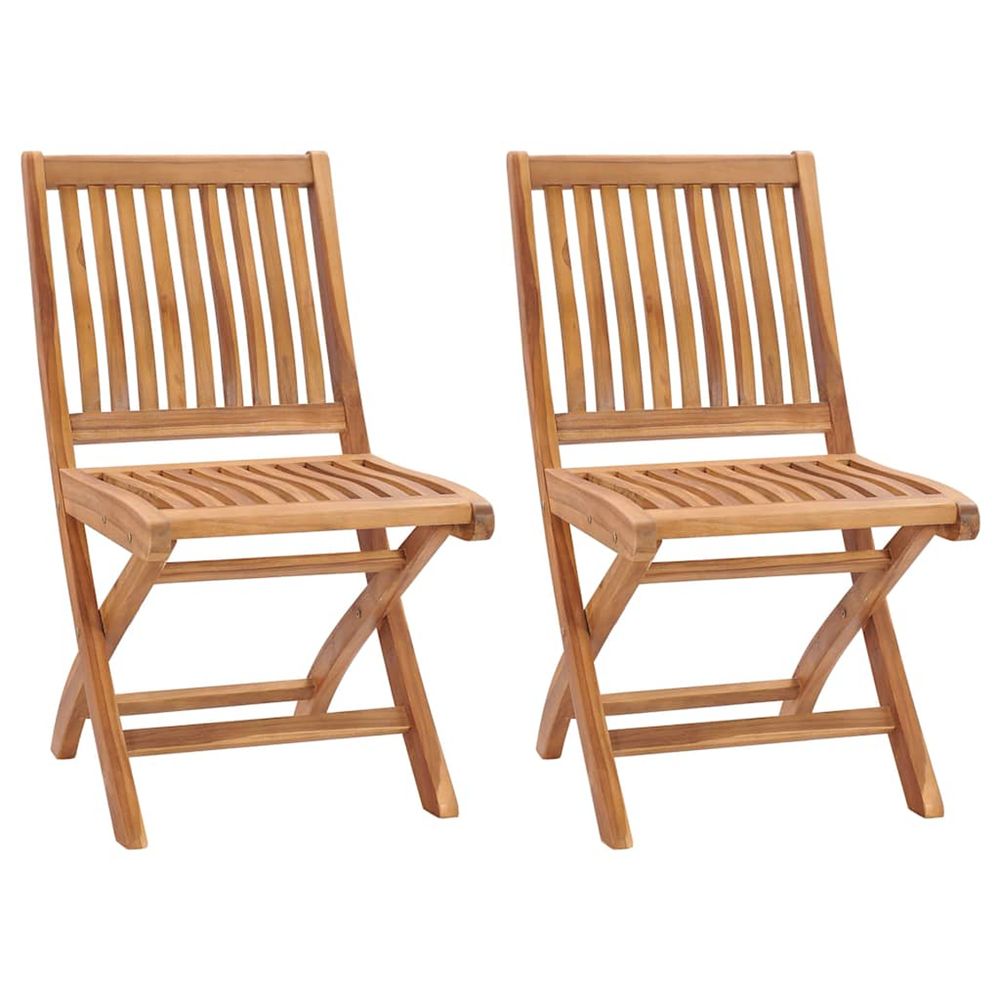 Chaises pliantes 2 pièces en bois de teck massif